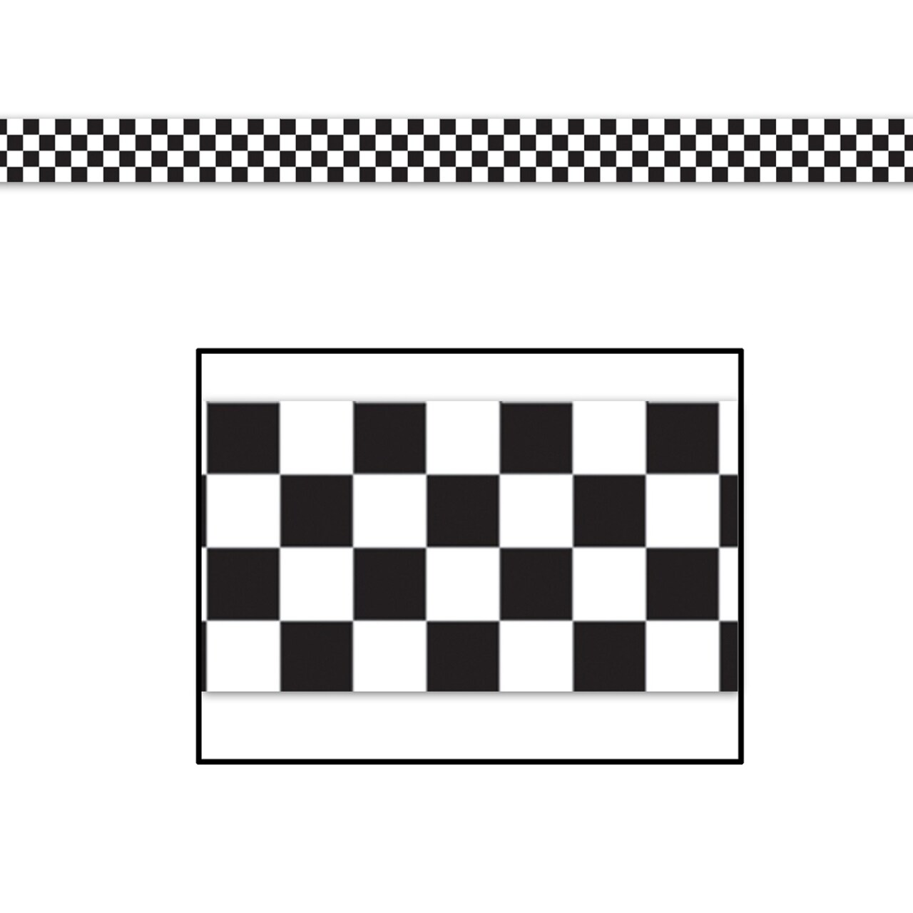 Party Central Club Pack of 12 White and Black Checkered Race Party Tape Decors 50'